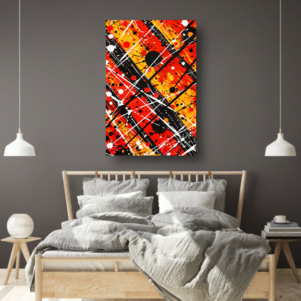 Abstracte kunst met dynamische kleuren en lijnen canvas