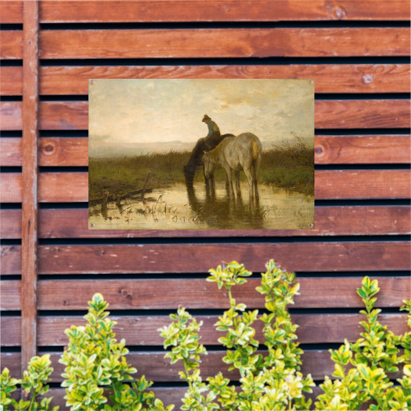 Drinkende paarden - Anton Mauve tuinposter