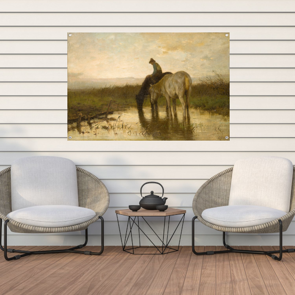 Drinkende paarden - Anton Mauve tuinposter