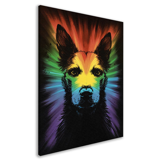 Kleurrijke regenbooghond kunst canvas