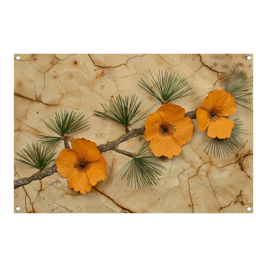 Minimalistische bloemen op een gebarsten achtergrond tuinposter