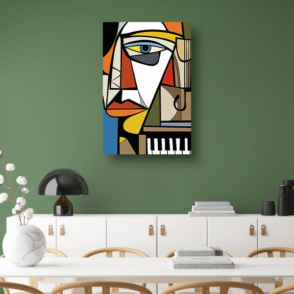 Kubistisch portret van een muzikant acrylglas