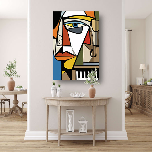 Kubistisch portret van een muzikant acrylglas