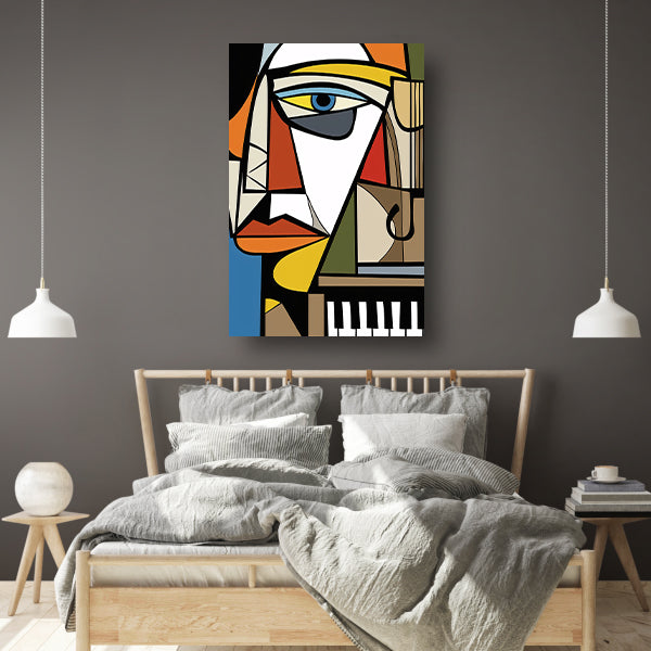 Kubistisch portret van een muzikant acrylglas