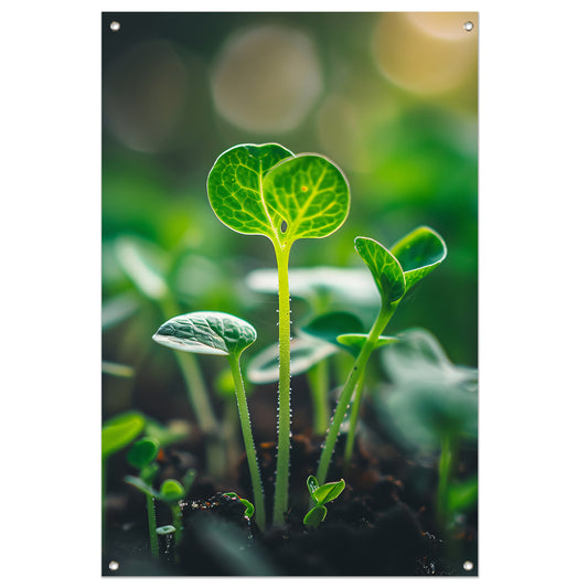Close-up van jonge plantjes tuinposter