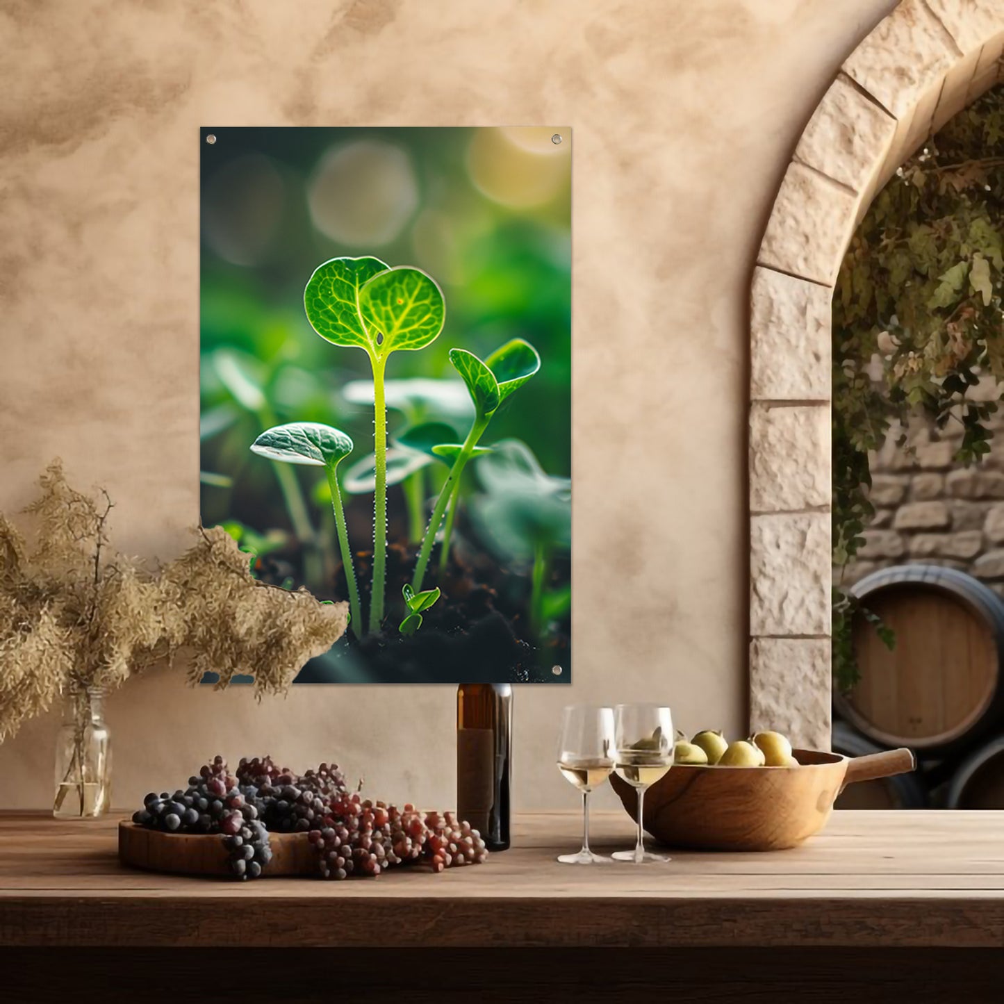 Close-up van jonge plantjes tuinposter
