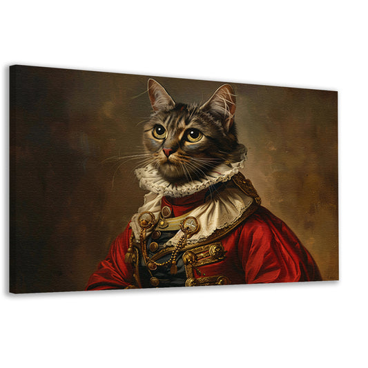 Majestueuze Kat in Koninklijke Kledij canvas