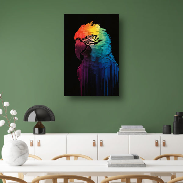 Regenboogkleurige papegaai in abstracte kunst canvas