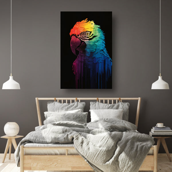 Regenboogkleurige papegaai in abstracte kunst canvas