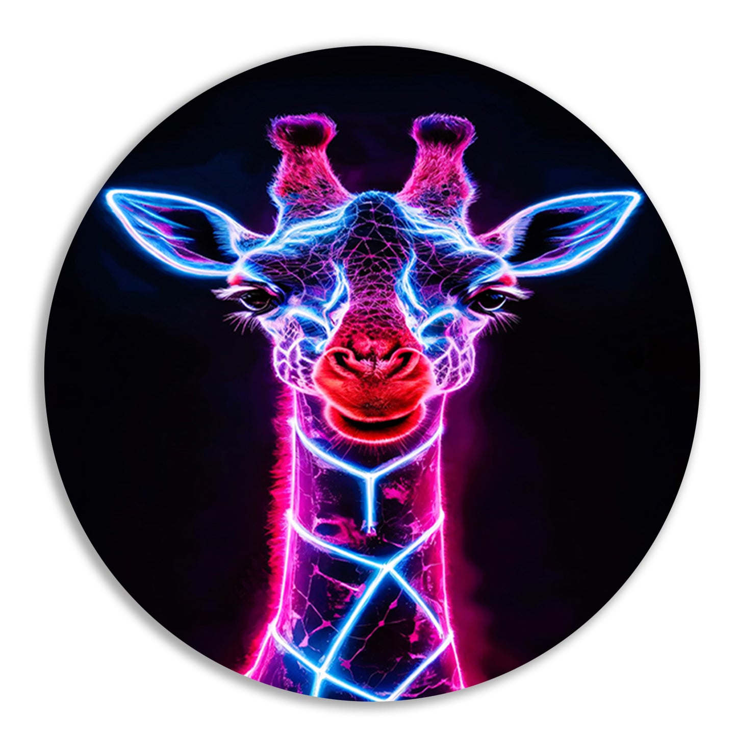 Neon futuristische giraffe met holografische lichten forex muurcirkel