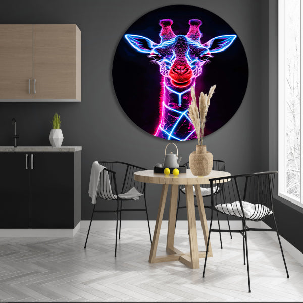 Neon futuristische giraffe met holografische lichten forex muurcirkel