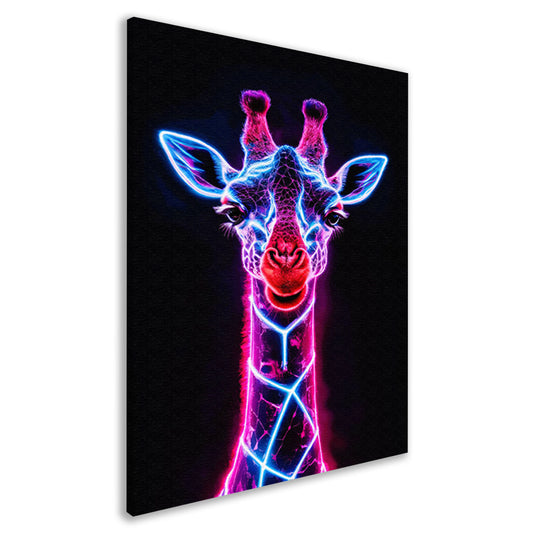 Neon futuristische giraffe met holografische lichten canvas