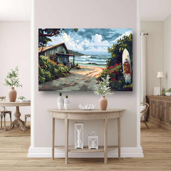 Minimalistisch Strandhuis met Bomen acrylglas