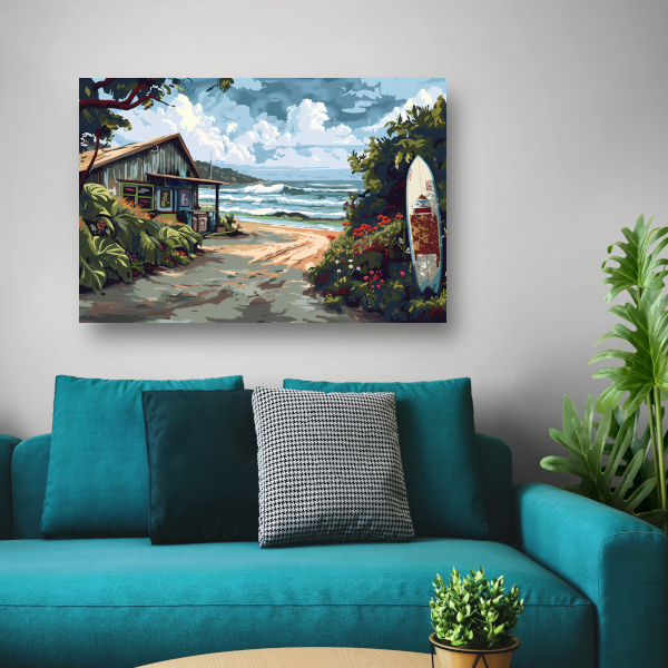 Minimalistisch Strandhuis met Bomen acrylglas