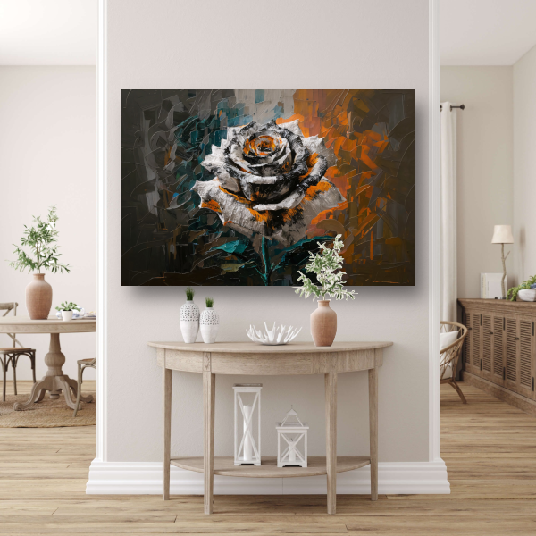 Abstracte Explosie van Oranje en Wit poster