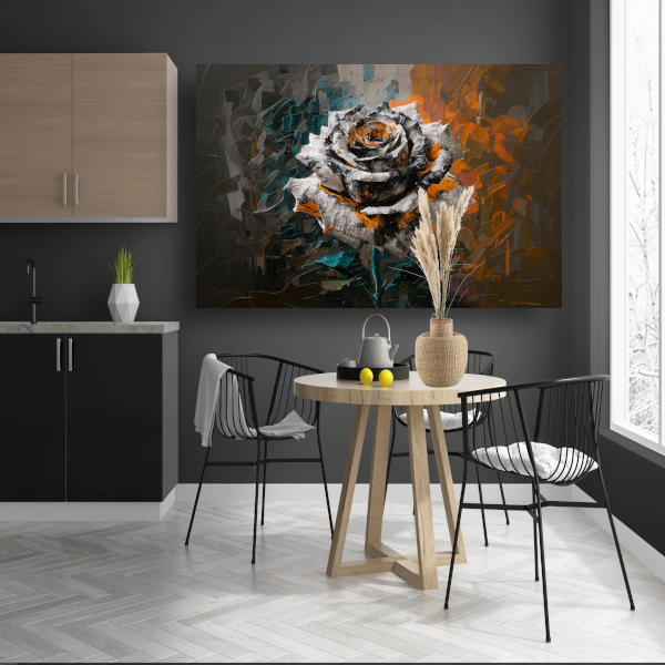 Abstracte Explosie van Oranje en Wit poster