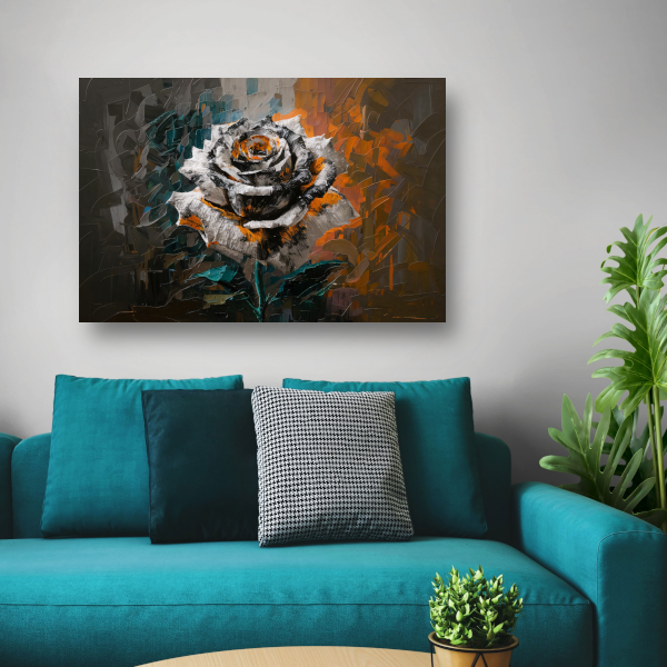 Abstracte Explosie van Oranje en Wit poster