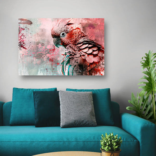 Kleurrijke digitale kunst van een papegaai canvas