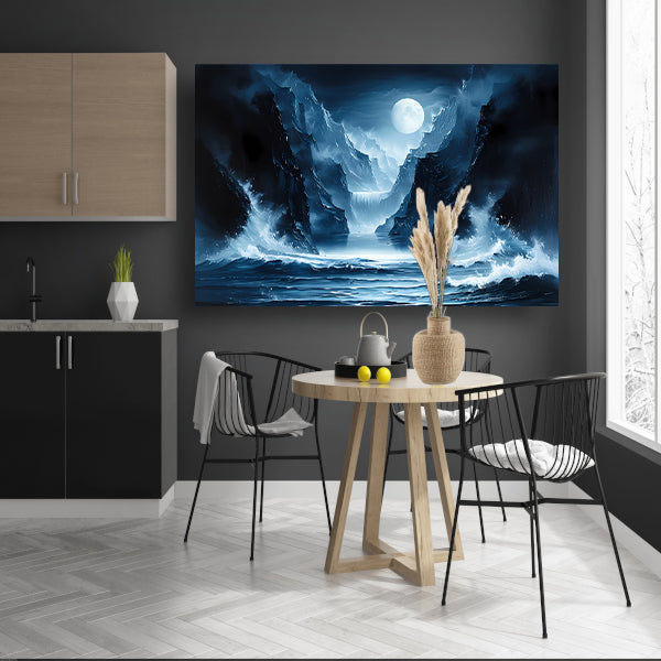 Magisch maanlandschap met waterval en bergen acrylglas