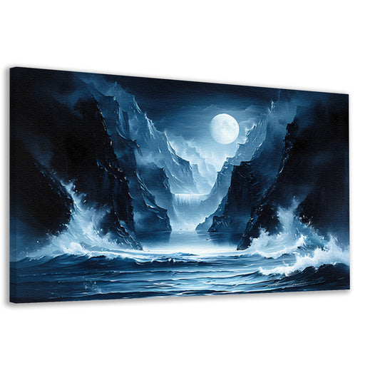 Magisch maanlandschap met waterval en bergen canvas