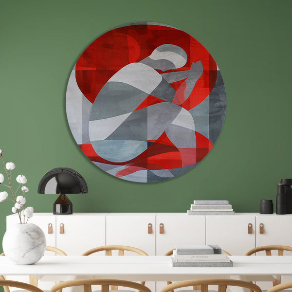 Abstracte kunst van geknielde persoon in cirkel forex muurcirkel