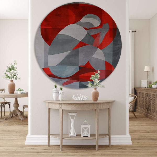 Abstracte kunst van geknielde persoon in cirkel forex muurcirkel
