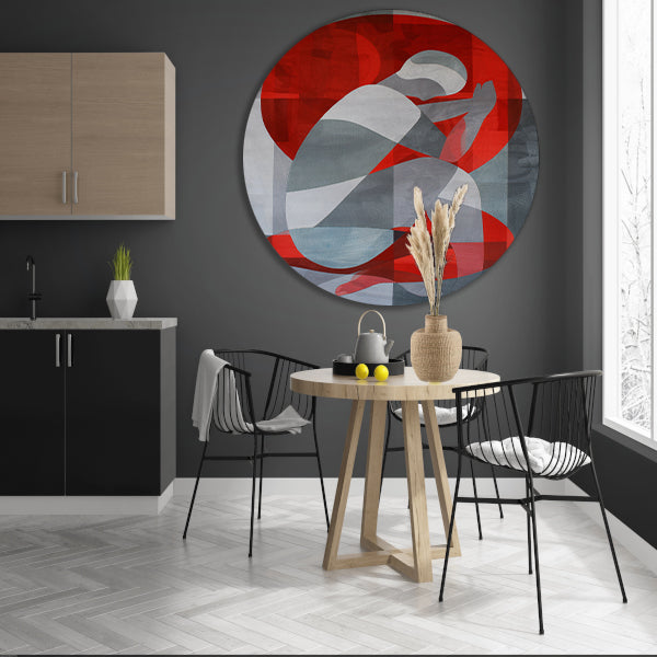 Abstracte kunst van geknielde persoon in cirkel forex muurcirkel
