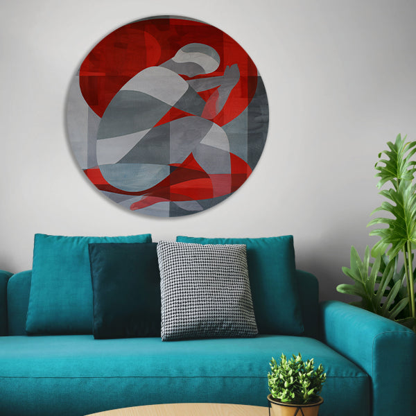 Abstracte kunst van geknielde persoon in cirkel forex muurcirkel