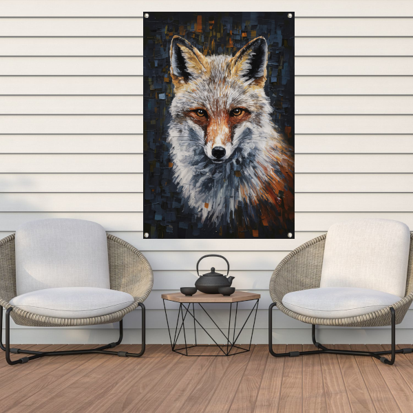 Abstract Expressionistische Vos in Levendige Kleuren tuinposter