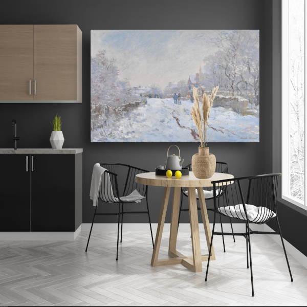 Sneeuwscène in Argenteuil - Claude Monet canvas met baklijst