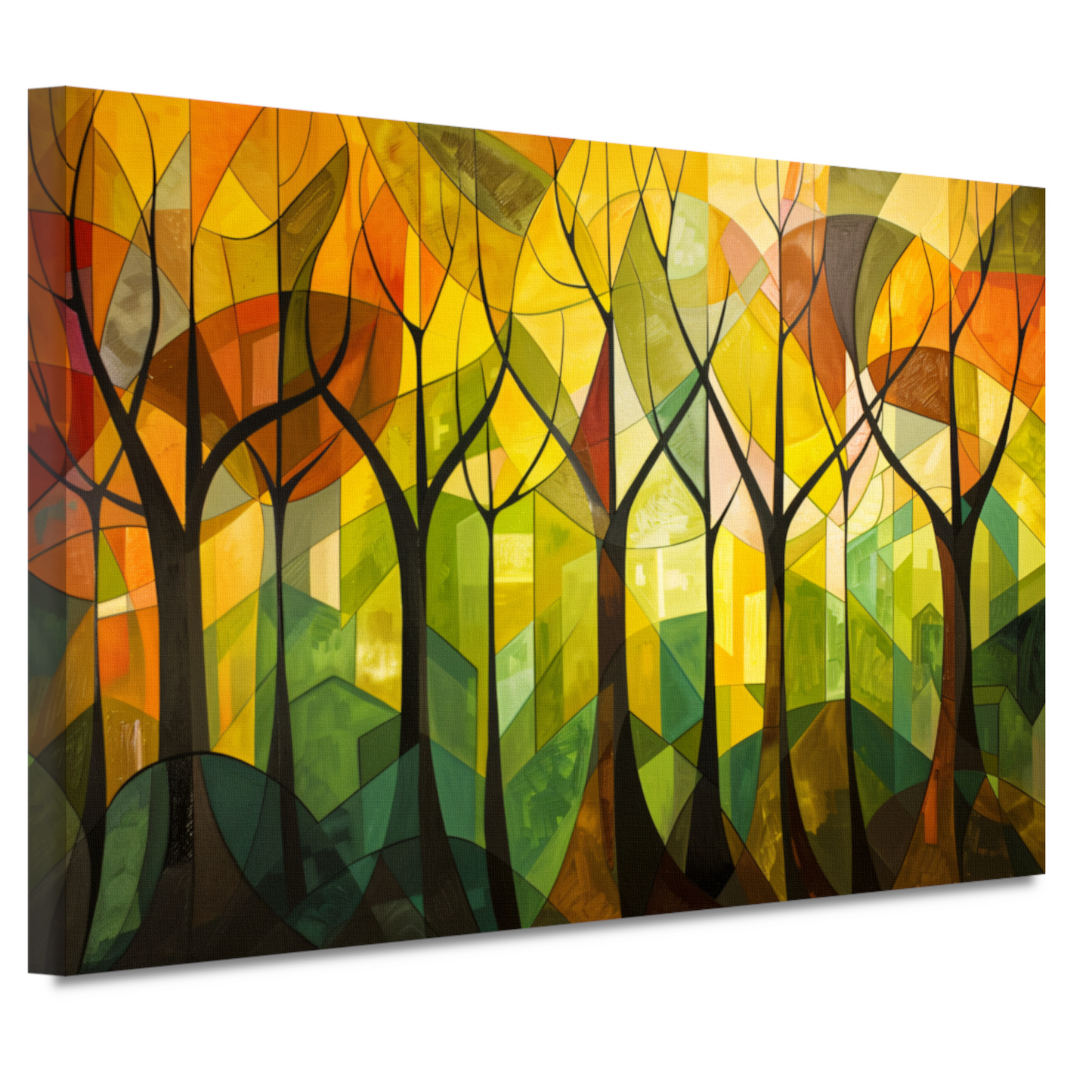 Abstracte Bomen en Stedelijk Landschap canvas