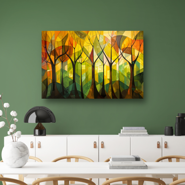 Abstracte Bomen en Stedelijk Landschap poster