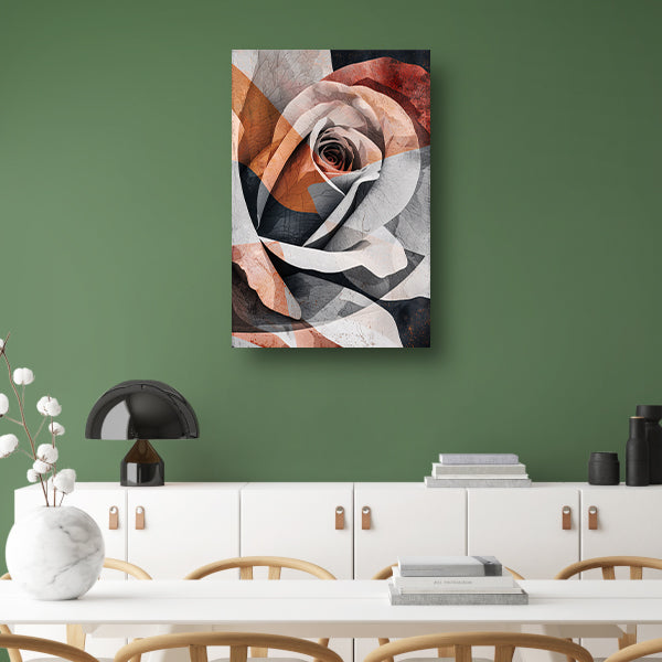 Sepiatinten Roos met Geometrische Abstractie canvas