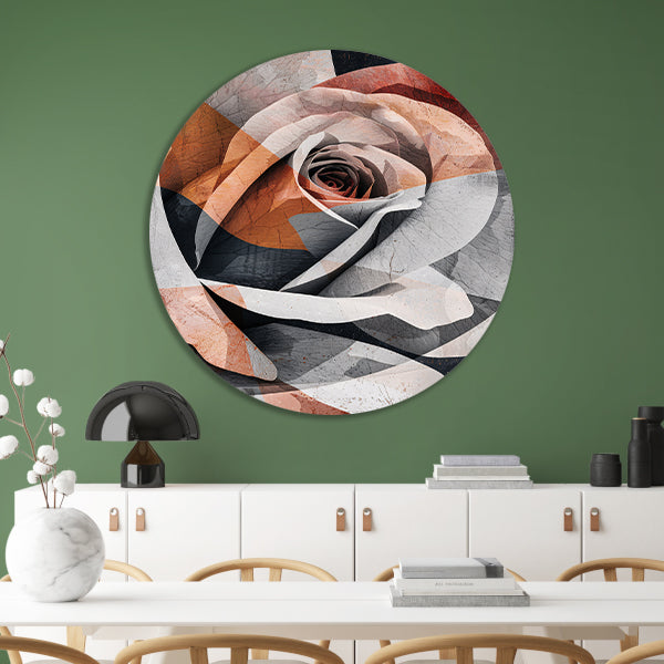 Sepiatinten Roos met Geometrische Abstractie forex muurcirkel