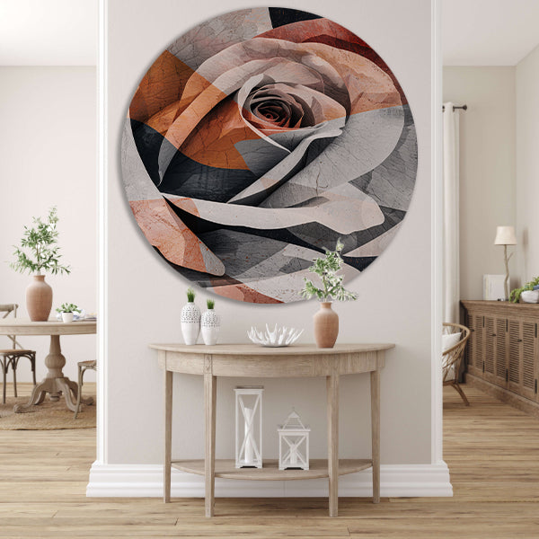 Sepiatinten Roos met Geometrische Abstractie forex muurcirkel