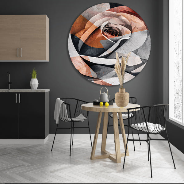 Sepiatinten Roos met Geometrische Abstractie forex muurcirkel