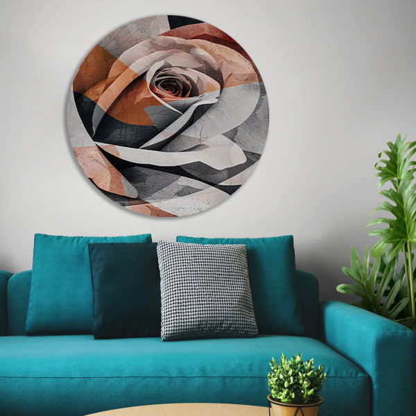 Sepiatinten Roos met Geometrische Abstractie forex muurcirkel