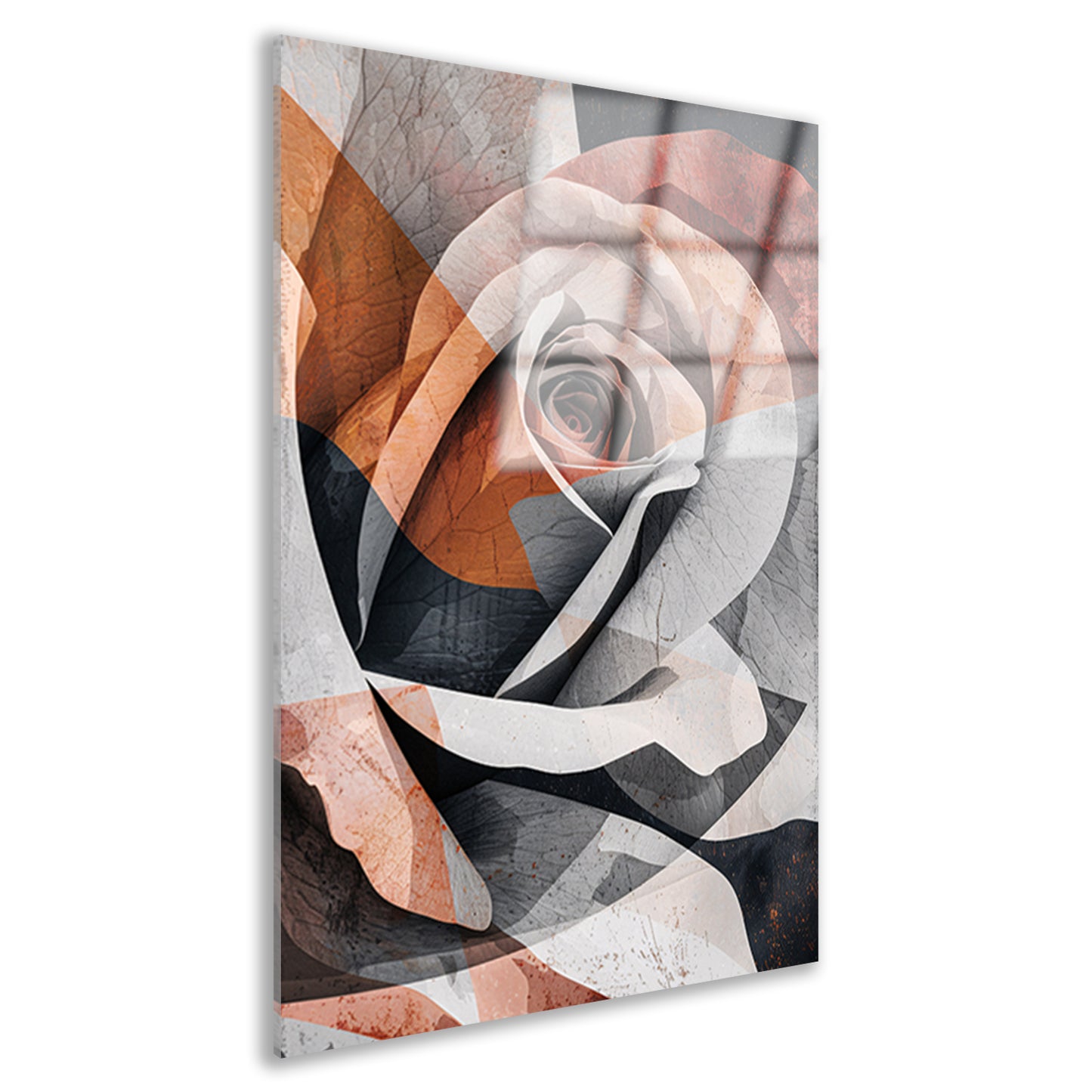 Sepiatinten Roos met Geometrische Abstractie acrylglas