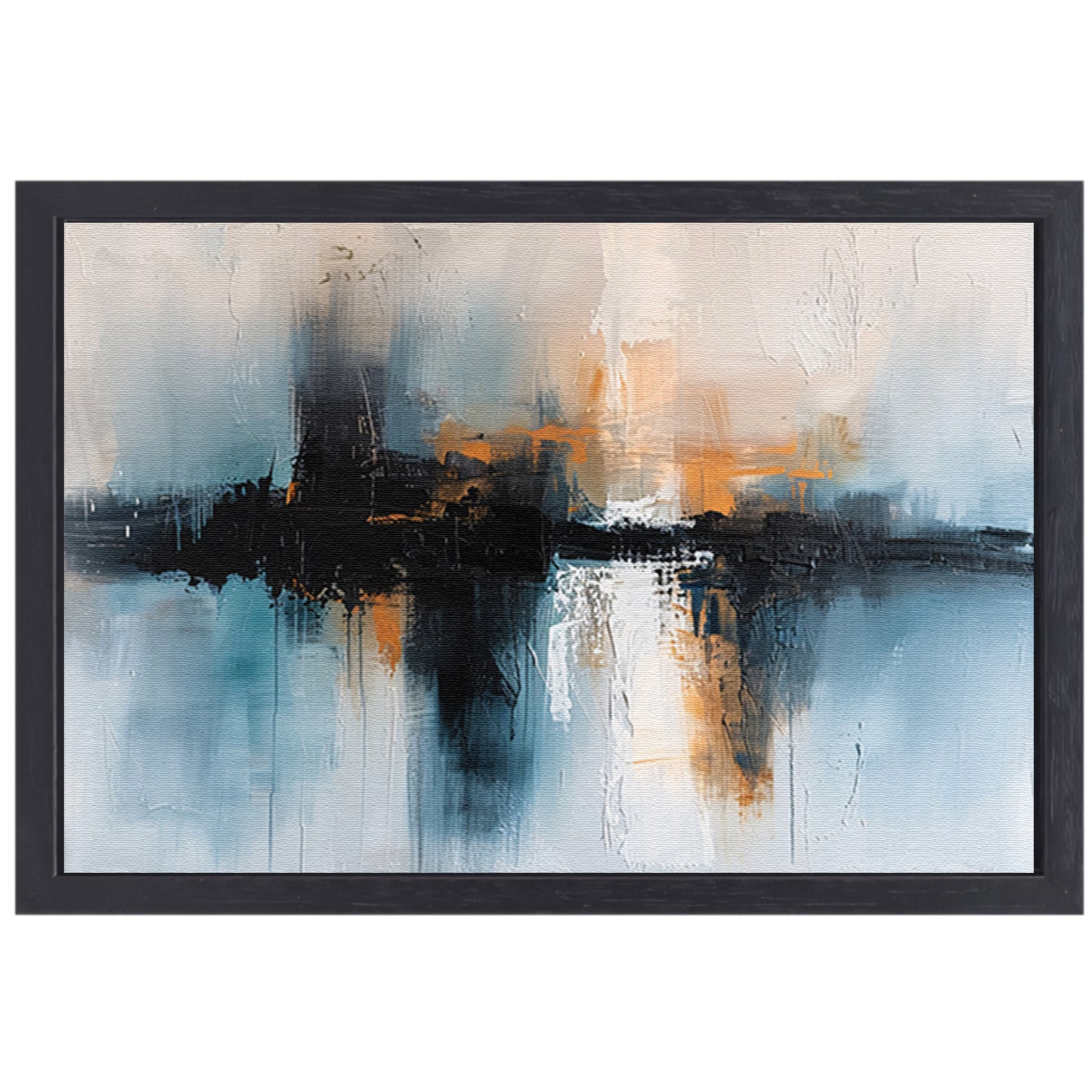 Abstracte stadsgezicht schilderij met dynamische kleuren canvas met baklijst