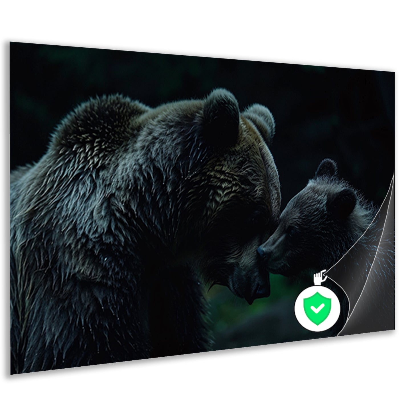 Intiem moment tussen beren in bos poster