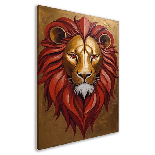Gouden Leeuw met Rode Manen Schilderij canvas
