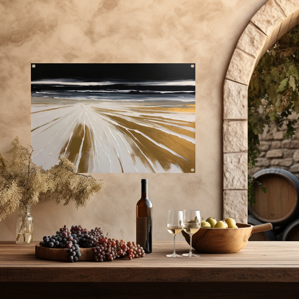 Abstracte Stranden in Monochrome Gouden Gloed tuinposter