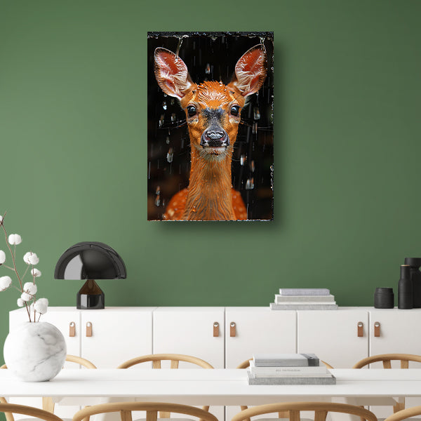 Portret van een hert in de regen canvas