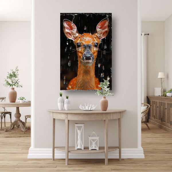 Portret van een hert in de regen canvas