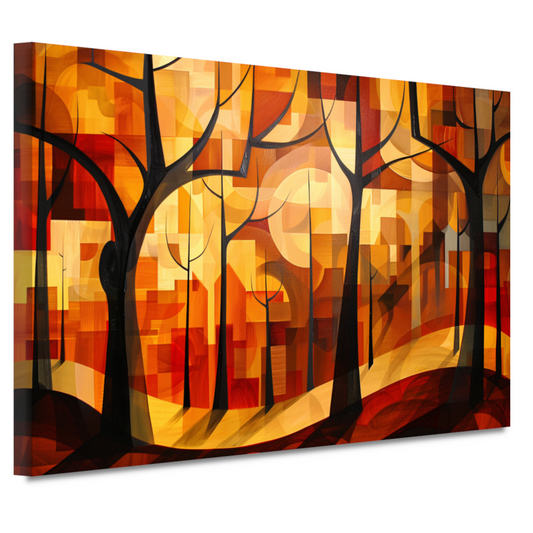 Stedelijke bomen in abstracte herfstkleuren canvas
