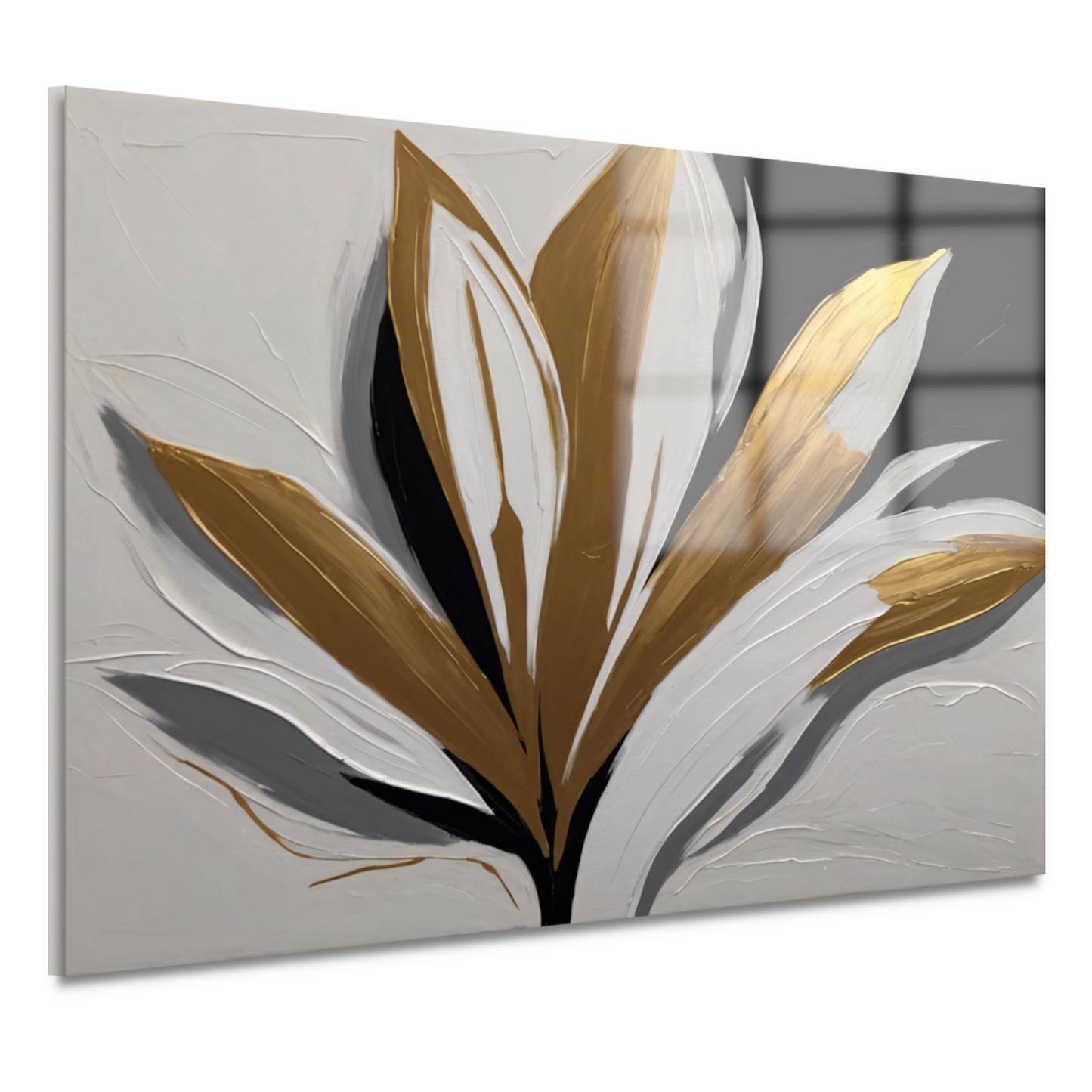 Gouden Bloesem op Abstract Wit acrylglas