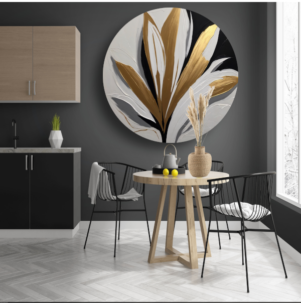 Gouden Bloesem op Abstract Wit forex muurcirkel