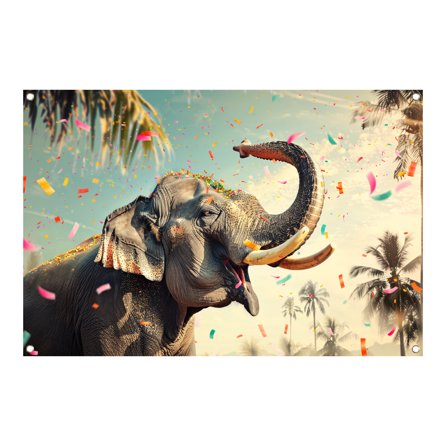 Popart Olifant met Confetti tuinposter