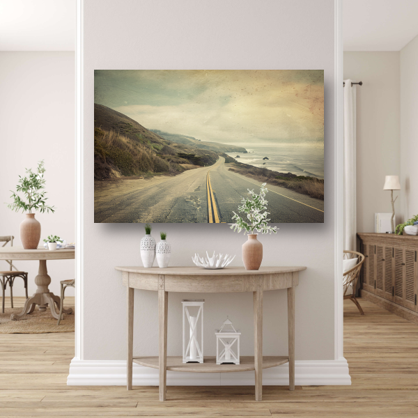 Kustweg langs berglandschap canvas