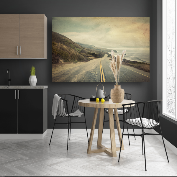 Kustweg langs berglandschap canvas